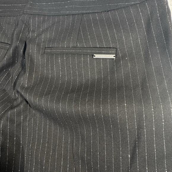 NWT Michael Kors Women's Pinstriped Boot-Cut Trousers Black Pants Size 10 - Picture 10 of 14